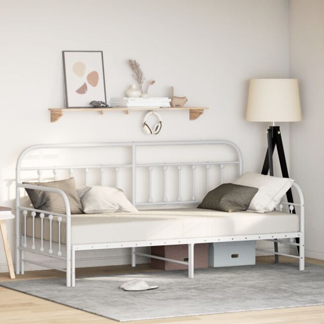 Berkfield Home Daybed Frame with Trundle White 100x190 cm Steel