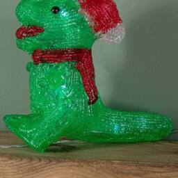 Samuel Alexander Set of 5 Christmas Dinosaur Ornaments with 40 White LEDs in Green - thumbnail 6