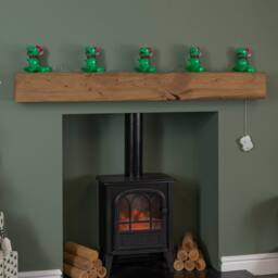 Samuel Alexander Set of 5 Christmas Dinosaur Ornaments with 40 White LEDs in Green - thumbnail 3