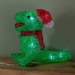 Samuel Alexander Set of 5 Christmas Dinosaur Ornaments with 40 White LEDs in Green - thumbnail 4
