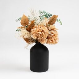 Scottish Everlastings Ltd 48cm Dry Look Hydrangea & Eucalyptus Bouquet in 23.5cm Black Vase in Peach - thumbnail 3