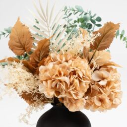Scottish Everlastings Ltd 48cm Dry Look Hydrangea & Eucalyptus Bouquet in 23.5cm Black Vase in Peach - thumbnail 2