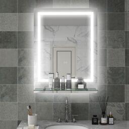 Kleankin Dimmable Bathroom Mirror with LED Lights, 3 Colours, Defogging Film in Clear