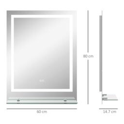 Kleankin Dimmable Bathroom Mirror with LED Lights, 3 Colours, Defogging Film in Clear - thumbnail 3
