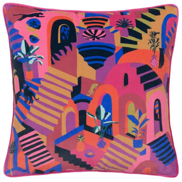 Furn Eivissa Embroidered Velvet Cushion - Size: 43 cm x 43 cm - image 1