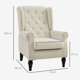 Wyld Haus Vipamo Cream White Wingback Accent Chair with Button Tufted Upholstery - thumbnail 3
