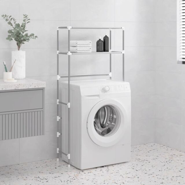 Berkfield Home 2-Tier Storage Rack over Washing Machine Grey 69x28x143 cm Iron - Size: 69 x 28 x 143 cm - image 1