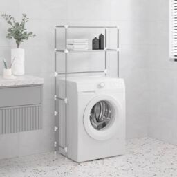 Berkfield Home 2-Tier Storage Rack over Washing Machine Grey 69x28x143 cm Iron - Size: 69 x 28 x 143 cm - thumbnail 1