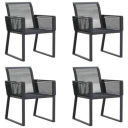 Berkfield Home Beautiful Garden Chairs 4 pcs Black Poly Rattan - thumbnail 3