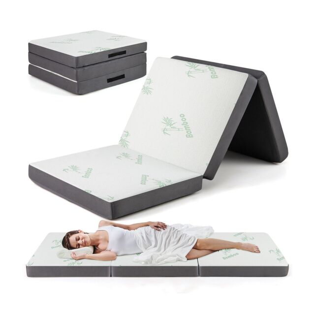 Gymax Folding Floor Mattress Tri-Fold Foam Mattress Topper For Camping Yoga in Grey - image 1