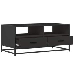 Berkfield Home Coffee Table Black 100x50x45 cm Engineered Wood & Metal - Size: 100 x 50 x 45 cm - thumbnail 8