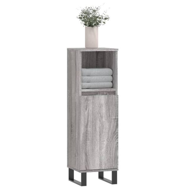 Berkfield Home Durable Bathroom Cabinet Grey Sonoma 30x30x100 cm Engineered Wood - Size: 30 x 30 x 100 cm - image 1
