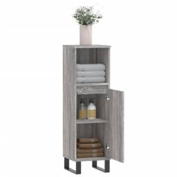 Berkfield Home Durable Bathroom Cabinet Grey Sonoma 30x30x100 cm Engineered Wood - Size: 30 x 30 x 100 cm - thumbnail 4