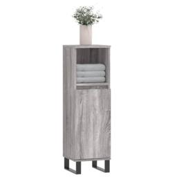 Berkfield Home Durable Bathroom Cabinet Grey Sonoma 30x30x100 cm Engineered Wood - Size: 30 x 30 x 100 cm - thumbnail 1
