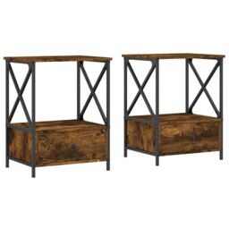 Berkfield Home Bedside Tables 2 pcs Smoked Oak 50x41x65 cm Engineered Wood in Brown - Size: 50 x 41 x 65 cm - thumbnail 2