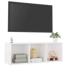 Berkfield Home TV Cabinet White 107x35x37 cm Engineered Wood - Size: 107 x 35 x 37 cm - thumbnail 1