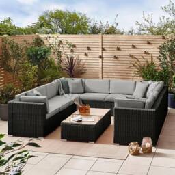 FurnitureboxUK Orlando 10 Seat Modular Outdoor Garden Rattan Sofa in Black - thumbnail 2