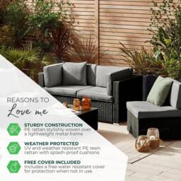 FurnitureboxUK Orlando 10 Seat Modular Outdoor Garden Rattan Sofa in Black - thumbnail 8