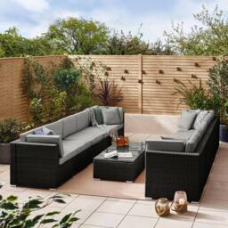 FurnitureboxUK Orlando 10 Seat Modular Outdoor Garden Rattan Sofa in Black - thumbnail 7
