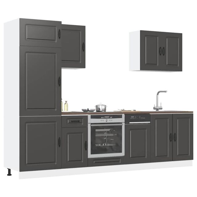 Berkfield Home 7 Piece Kitchen Cabinet Set Kalmar Black Engineered Wood - image 1