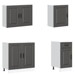 Berkfield Home 7 Piece Kitchen Cabinet Set Kalmar Black Engineered Wood - thumbnail 4