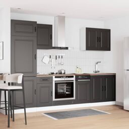 Berkfield Home 7 Piece Kitchen Cabinet Set Kalmar Black Engineered Wood - thumbnail 3