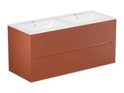Vente-unique Wall-Hung Bathroom Unit With Inset Basin - Fluted Terracotta - 120 Cm - thumbnail 6