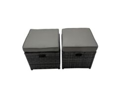 Fimous Rattan Garden Outdoor Furniture Set with 2 Side Tables 3 Stools in Dark Grey - thumbnail 6