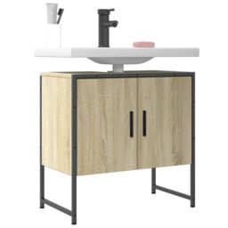 Berkfield Home Bathroom Sink Cabinet Sonoma Oak 60x33x60 cm Engineered Wood in Brown - Size: 60 x 33 x 60 cm - thumbnail 1