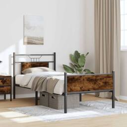 Berkfield Home Bed Frame without Mattress Smoked Oak 90x190 cm Single Engineered Wood in Brown - thumbnail 5