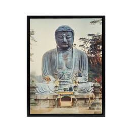 "Artery8 The Bronze Buddha at Kamakura Framed Canvas Wall Art Print Kazumasa in Blue - Size: W12"" x H16""" - thumbnail 1