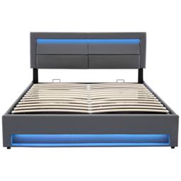 Matteo Modern Upholstered Double Bed 135 x 190 cm with USB Port in Grey - thumbnail 9