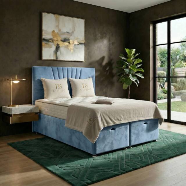DS Living Vesper Sky Blue Ottoman Bed in Light Blue - Size: King - image 1
