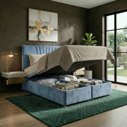 DS Living Vesper Sky Blue Ottoman Bed in Light Blue - Size: King - thumbnail 2