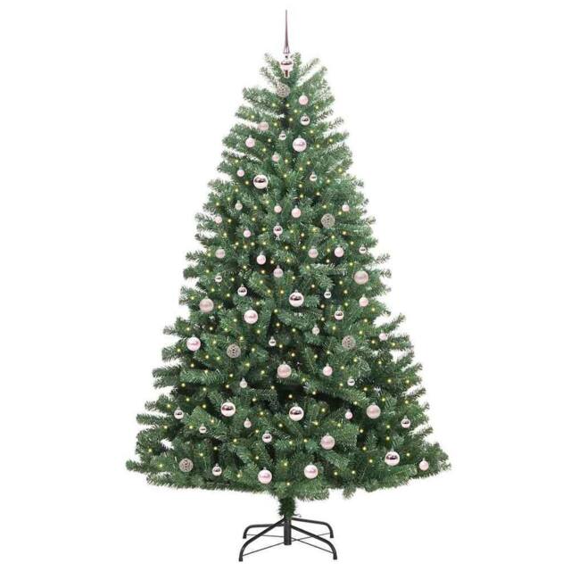 Berkfield Home Realistic Artificial Hinged Christmas Tree Green 210 cm PVC & Metal - image 1