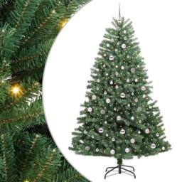 Berkfield Home Realistic Artificial Hinged Christmas Tree Green 210 cm PVC & Metal - thumbnail 3