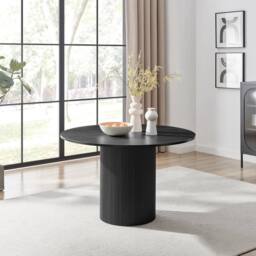FurnitureboxUK Penrose Black Round Dining Table & 4 Calla Faux Leather Swivel Chairs - thumbnail 2