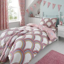 Happy Linen Company Kids Unicorns Rainbows Pink Reversible Duvet Cover Bedding Set - Size: Single - thumbnail 2