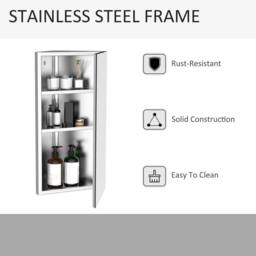 NESTLUNE Bathroom Corner Wall Mirror Storage Cabinet in Silver - Size: 100 cm x 60 cm - thumbnail 3