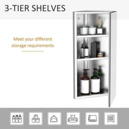 NESTLUNE Bathroom Corner Wall Mirror Storage Cabinet in Silver - Size: 100 cm x 60 cm - thumbnail 5