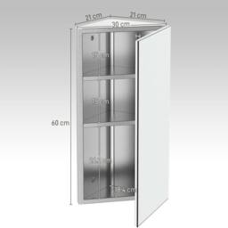 NESTLUNE Bathroom Corner Wall Mirror Storage Cabinet in Silver - Size: 100 cm x 60 cm - thumbnail 2