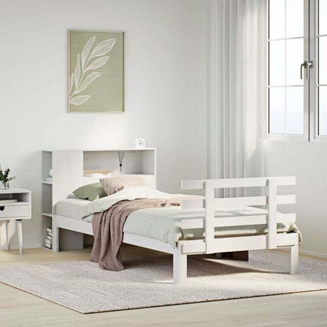 Berkfield Home Bookcase Bed without Mattress White 75x190 cm Small Single Solid Wood Pine - image 1