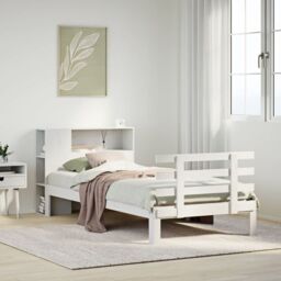 Berkfield Home Bookcase Bed without Mattress White 75x190 cm Small Single Solid Wood Pine - thumbnail 1