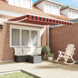 Berkfield Home Manual Retractable Awning Orange & Brown 300x250 cm - thumbnail 3