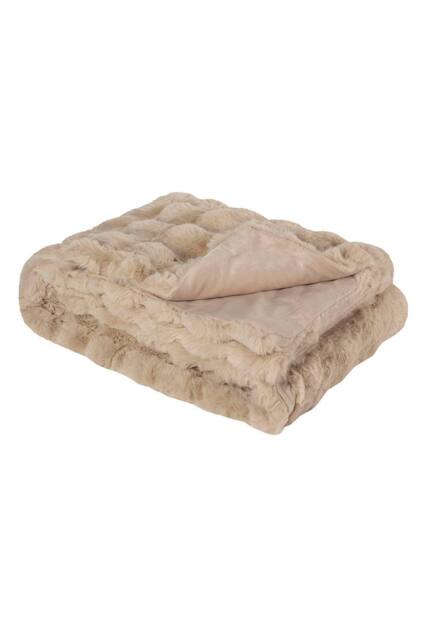 Heat Holders Faux Fur Blanket Extra Soft Cosy Thermal Large Blanket 140x160cm in Beige - Size: 140x160 cm