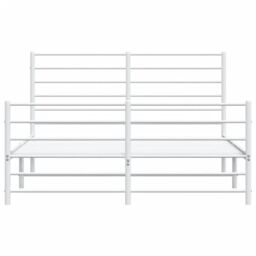 Berkfield Home Metal Bed Frame with Headboard & Footboard White 150x200 cm King Size - thumbnail 6
