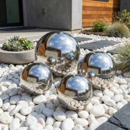 Garden Greatness 4 Pack Stainless Steel Gazing Balls Set - Size: 1 Pack