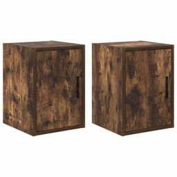 Berkfield Home Durable Garage Wall Cabinets 2 pcs Smoked Oak Engineered Wood in Brown - thumbnail 3