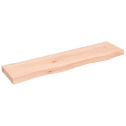 Berkfield Home Wall Shelf 80x20x4 cm Untreated Solid Wood Oak in Brown - Size: 80 x 20 x 4 cm - thumbnail 1