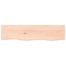 Berkfield Home Wall Shelf 80x20x4 cm Untreated Solid Wood Oak in Brown - Size: 80 x 20 x 4 cm - thumbnail 2